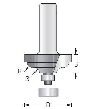 Dimar 125RXX-X Series Ogee Fillet Bits with Ball Bearing Guide, 2 Flutes