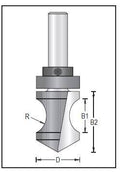 Dimar 129RX8-28 Series Bull Nose Bit with Centre Ball Bearing CNC Router Bit - Plunge Type, 2 Flutes