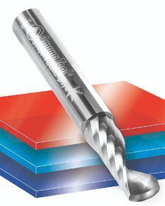 Amana 51417 Solid Carbide CNC Spiral 'O' Single Flute, Plastic Cutting 3/16 Dia x 5/8 x 1/4 Shank x 2 Inch Long Up-Cut Router Bit - CNC Router Store