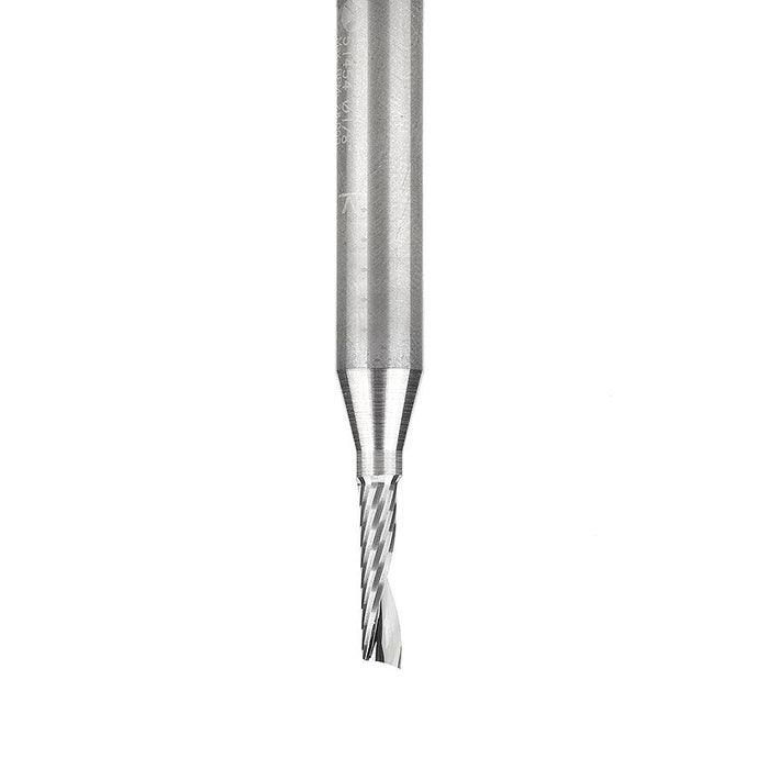 Amana 51454 Solid Carbide CNC Spiral 'O' Single Flute, Aluminum Cutting 1/8 Dia x 1/2 x 1/4 Shank x 2 Inch Long Up-Cut Router Bit - CNC Router Store