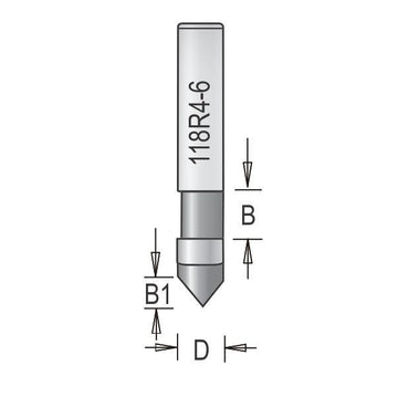 Dimar 118R4-6X Series Flush Trimming Bits With Boring Point, Solid Carbide