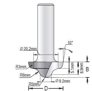 Dimar 137RX-XX Series Ogee Bits-Plunge Type, 2 Flutes