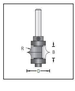 Dimar 157R4-XX Series Beading Bits, Leaf-Edge Style, 2 Flutes