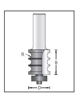 Dimar 160RX-22 Series Triple Beading Bits with Ball Bearing Guide, 2 Flutes