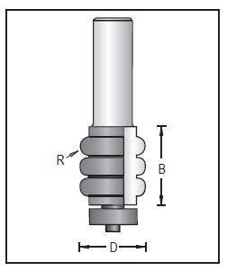 Dimar 164RX-22 Series Convex Beading Bits, 2 Flutes